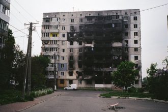 კიევში ნგრევა რუსეთის სარაკეტო შეტევის შემდეგ